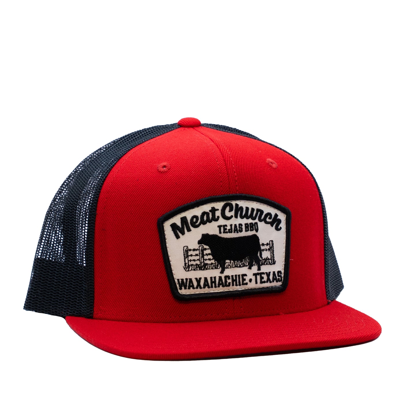 tejas-bbq-patch-hat-red-black-f5 RedMCwCowFlatBill.jpg